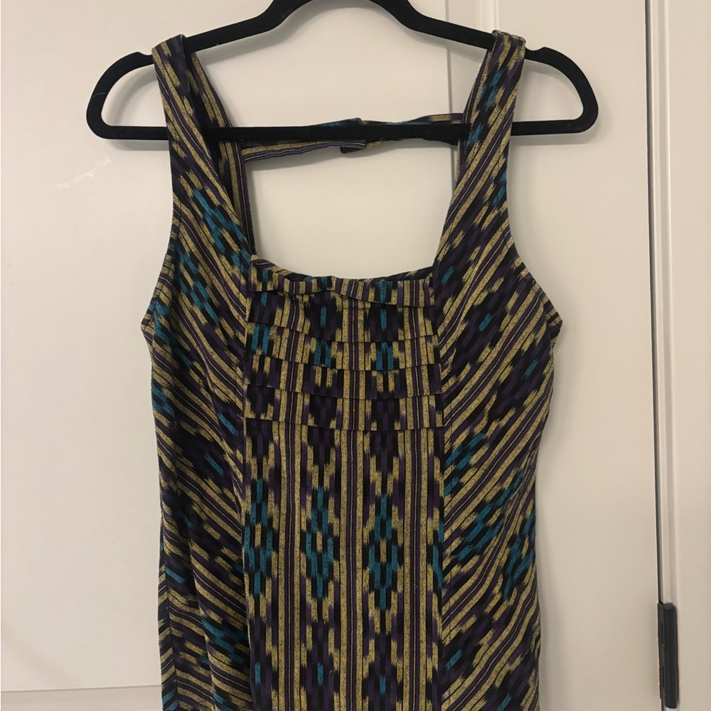 Anthropologie Purple and Blue Patterned Tank Top